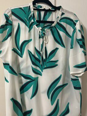 Nine West Tropical Print Blouse XL